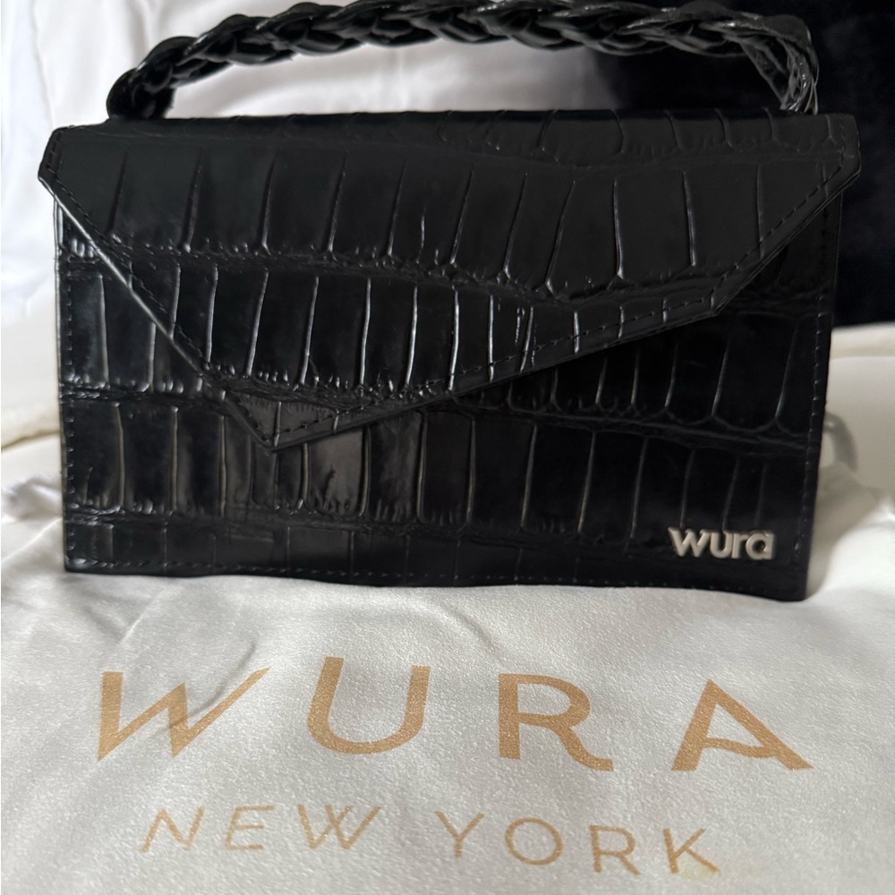 Black Croc-Embossed Women's Bag